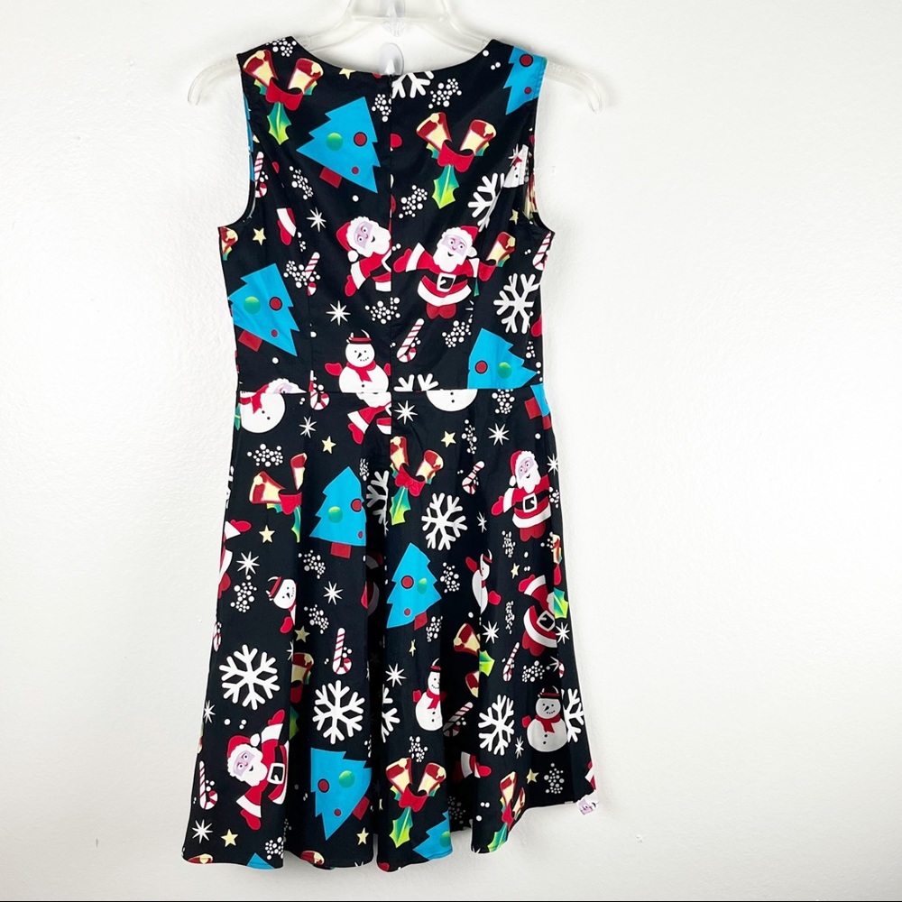 BRIDESMAY Festive Christmas Sleeveless V-Neck Pleated Back Zip Dress XL Festive